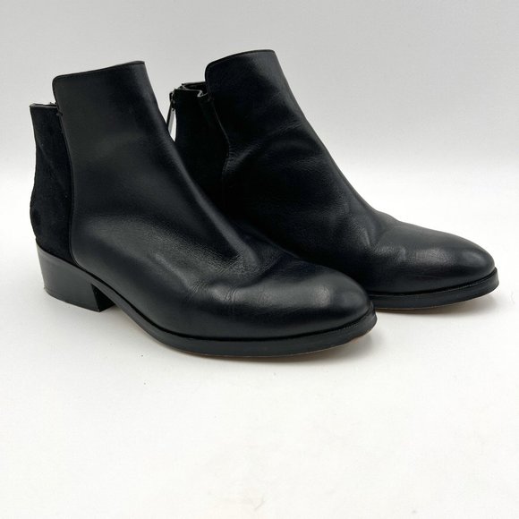 Cole Haan Elion Grand O's Black Leather and Suede Ankle Booties Size 7 - Picture 1 of 10